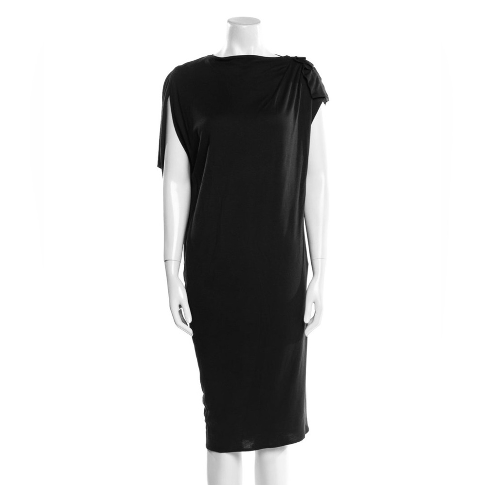Lanvin Black Draped Midi Dress